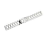 HuanJ 18mm 20mm 22mm Solid Three Bead Strap Watch Accessories Stainless Steel Frosted Polished Metal Bracelet(Polished Silver,20mm)