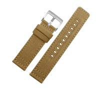 HuanJ 20 22mm Quick Release Nylon Canvas Watch Strap For Men's Watchband Bracelet(Khaki-silver buckle,18mm)