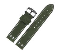 HuanJ 20mm 22mm Genuine Leather Band For Watch Green Khaki Bracelet Replacement Strap(Green,22mm)