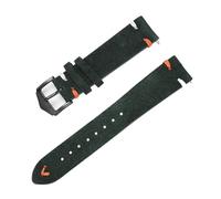 HuanJ 20mm 22mm Suede Leather Strap Vintage Handmade Stitching WatchBand Men Women Replacement Wristband(Green,20mm)