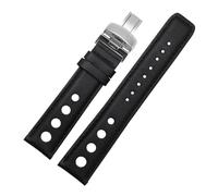 HuanJ 20mm Genuine Leather Watchband Racing Sport Series Wristband Replacement Compatible With Tissot T91 1853PRS516 Watch Strap Men's Bracelet(Black-silver)