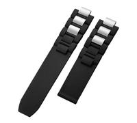 HuanJ Compatible With Cartier 21st Century Convex Silicone Watch Band Black White Waterproof Chain Accessories Are Suitable 20 * 10mm Belt(Black no clasp)