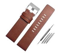 HuanJ Compatible With Diesel Genuine Leather Watch Strap DZ7332 DZ7314 DZ7311 Men Wrist Band Watchband Accessories 26MM 28MM 30MM 32M(Light brown steel,22mm)