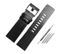 HuanJ Compatible With Diesel Genuine Leather Watch Strap DZ7332 DZ7314 DZ7311 Men Wrist Band Watchband Accessories 26MM 28MM 30MM 32M(Black black buckle,22mm)