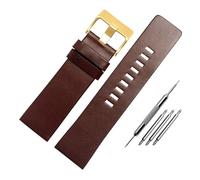 HuanJ Compatible With Diesel Genuine Leather Watch Strap DZ7332 DZ7314 DZ7311 Men Wrist Band Watchband Accessories 26MM 28MM 30MM 32M(Dark brown gold,24mm)