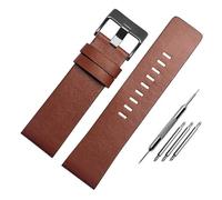 HuanJ Compatible With Diesel Genuine Leather Watch Strap DZ7332 DZ7314 DZ7311 Men Wrist Band Watchband Accessories 26MM 28MM 30MM 32M(Light brown black,22mm)