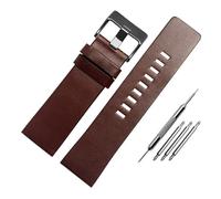 HuanJ Compatible With Diesel Genuine Leather Watch Strap DZ7332 DZ7314 DZ7311 Men Wrist Band Watchband Accessories 26MM 28MM 30MM 32M(Dark brown black,24mm)
