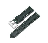 HuanJ Cowhide Leather Bracelet 20 22 24 26mm Men Watch Strap Genuine Leather Band Compatible With Panerai PAM111/441/312 Crazy Horse Belt(Green Silver,26mm)