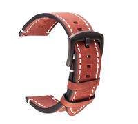 HuanJ Cowhide Watch Strap 18mm 20mm 22mm 24mm Watch Strap Dark Brown Gray Black Blue Green Leather Strap(Red brown,24mm)