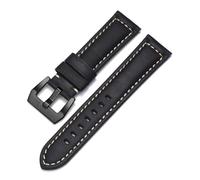 HuanJ Genuine Leather Strap Compatible With Panerai Watch Band Men Women PAM111/441/312 Crazy Horse Belt 20mm 22mm 24mm 26mm(Black-Black,20mm)