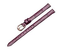 HuanJ Genuine Leather Watch Band For Style Watchband Women's Small Size Thin Soft Comfortable Strap Red 7 8 9 10mm Wristband(Deep Purple-Rose,10mm)