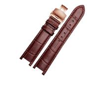 HuanJ Genuine Leather Watch Strap Compatible With MK Michael Kors Mike Coles Mk2277 2425 Waterproof Sweat-Proof Notch Band 20mm Wrist(Brown-Rose-B1)
