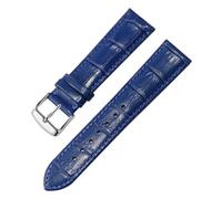 HuanJ Genuine Leather Watch Strap For Both Men And Women, Needle Buckle Butterfly Chain(Blue Silver A,20mm)
