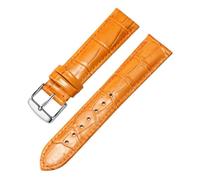 HuanJ Genuine Leather Watch Strap For Both Men And Women, Needle Buckle Butterfly Chain(Orange Silver A,18mm)