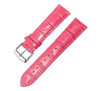 HuanJ Genuine Leather Watch Strap For Both Men And Women, Needle Buckle Butterfly Chain(Rose Silver A,22mm)