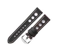 HuanJ Genuine Leather Watch Strap Three Holes Breathable Soft Band With Buckle Cowhide Belt 20mm 22mm Vintage Brown(Coffee brown-silver,22mm)