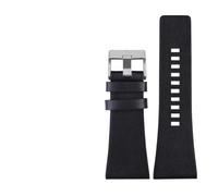 HuanJ Genuine Leather Wrist Band Compatible With Diesel DZ7406 DZ7408 DZ4280 DZ4343 Watch Strap 22mm 24mm 26mm 28mm 30mm 32mm 34mm Men's Bracelet(Black silver clasp,24mm)