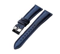 HuanJ High End Oxford Cloth+genuine Leather Strap, 18 19 20 22MM Soft And Quick Release, Retro Dustproof, Waterproof Wear-resistan(C Silver Brack,20mm)