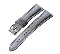 HuanJ High End Oxford Cloth+genuine Leather Strap, 18 19 20 22MM Soft And Quick Release, Retro Dustproof, Waterproof Wear-resistan(B Silver Brack,19mm)