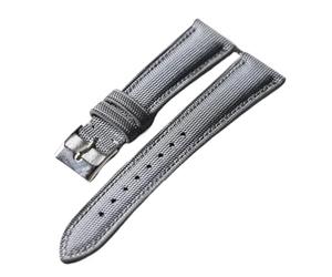 HuanJ High End Oxford Cloth+genuine Leather Strap, 18 19 20 22MM Soft And Quick Release, Retro Dustproof, Waterproof Wear-resistan(B Silver Brack,19mm)