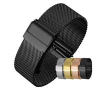 HuanJ Mesh Milanese Watch Band Quick Release Stainless Steel Bracelet Adjustable Strap 18mm 20mm 22mm(Black,22mm)