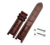 HuanJ Notched Leather Watch Strap 20 * 11mm 22 * 13mm Compatible With GC Guess Passa Genuine Lleathe Waterproof Watch Chain Men Women(Brown white-no,20x11mm)