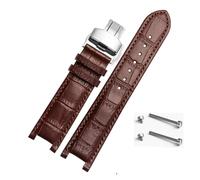 HuanJ Notched Leather Watch Strap 20 * 11mm 22 * 13mm Compatible With GC Guess Passa Genuine Lleathe Waterproof Watch Chain Men Women(Brown-silver,20x11mm)