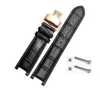 HuanJ Notched Leather Watch Strap 20 * 11mm 22 * 13mm Compatible With GC Guess Passa Genuine Lleathe Waterproof Watch Chain Men Women(Black-rosegold,22x13mm)