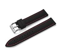 HuanJ Quick Release Sport Silicone Watch Band - Breathable Waterproof Soft Rubber Strap 18mm 20mm 22mm For Men Women(Black-Red line 1,22mm)