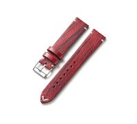HuanJ Retro Cowhide Watch Strap 18mm 20mm 22mm Personalized Wood Texture Quick Release Replacement Bracelet For Men Women Watchband(Red,20mm)