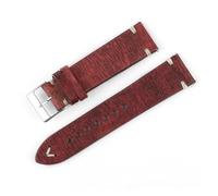 HuanJ Retro Watchband Genuine Leather Watch Strap 18mm 20mm 22mm 24mm Handmade Wristband Watch Replacement Accessories(C-Red,22mm)