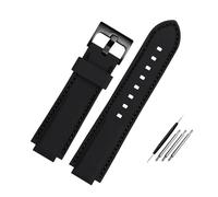 HuanJ Silicone Rubber Watchband Compatible With Oris Aquis Watch Band Convex Strap Stainless Steel Pin Buckle Wrist Bracelet Black 24mm X 11mm(Black black buckle,24-10mm)