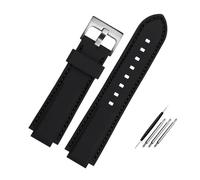 HuanJ Silicone Rubber Watchband Compatible With Oris Aquis Watch Band Convex Strap Stainless Steel Pin Buckle Wrist Bracelet Black 24mm X 11mm(Black silver buckle,24-11mm)