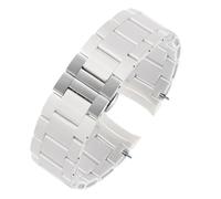 HuanJ Silicone Rubber Watchband Stainless Steel Compatible With Armani AR5905 AR5889 AR5890 AR5920 Series Man 23mm Woman 20mm(White silver buckle,20mm for women)