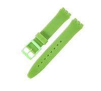 HuanJ Silicone Watch Strap Compatible With Swatch Waterproof Sweat-Proof Soft Comfortable Multi-Color Rubber Men's Women's Watchband 17mm 19mm(Green,17mm)
