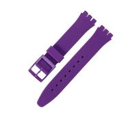 HuanJ Silicone Watch Strap Compatible With Swatch Waterproof Sweat-Proof Soft Comfortable Multi-Color Rubber Men's Women's Watchband 17mm 19mm(Purple,17mm)