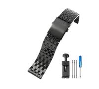 HuanJ Solid Stainless Steel Watchband Compatible With DIESEL Dz7312 Dz7372 Dz4316 Men's Watch Strap Large Size Accessories(7-Beads-Black,24mm)
