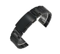 HuanJ Stainless Steel Watch Strap 18mm 20mm 22mm 24mm 26mm 28mm 30mm Folding Buckle Strap Men Replacement Wristwatch Band Accessories(Black,24mm)