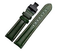 HuanJ The First Layer Cowhide Genuine Leather Bracelet 18mm 20mm 21mm 22mm Watch Strap Matte Watchband With Mat Wine Wristwatches Band(Green black buckle,18mm)
