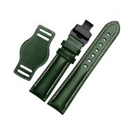 HuanJ The First Layer Cowhide Genuine Leather Bracelet 18mm 20mm 21mm 22mm Watch Strap Matte Watchband With Mat Wine Wristwatches Band(Green mat black,18mm)