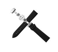 HuanJ Ultra-thin Needle Pattern Plain Weave Watch Strap, Men's And Women's Soft Cowhide Bracelet, Butterfly Buckle Strap(Black,Width 18mm)