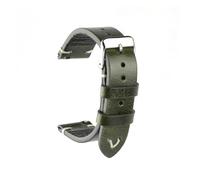 HuanJ Vintage Genuine Leather Brown Handmade Watch Strap 18mm 19mm 20mm 22mm Band Crack Pattern Wristband Belt Quick Release Bar(Green,20mm)