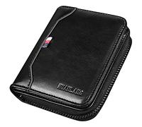 HUANLANG Mens Wallet RFID Blocking Multi Card Holder Wallets for Men Bifold Wallet with Zipper Small Men's Leather Wallet, Black, S, RFID Wallet