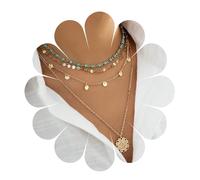 HUANMAYE Gold Bohemian Beaded Choker Coin Sun Pendant Sequins Pendant Necklace Women Party Jewellery