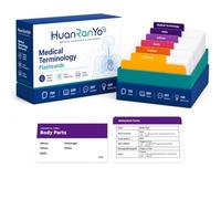 HuanRanYo Medical Terminology Flash Cards, 159 Cards with Prefixes, Roots, Suffixes, Key Terms, Examples, Memory Tips and Illustrations