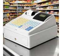 HuanSebesity Cash Register Till for Small Business,Electronic Cash Register,Pos System,81 Keys,Digital LED Cash Register,Ideal for Shopping Centers and Smart Tills,English System