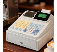 HuanSebesity Electronic Cash Register, Supermarket/Fast Food/Canteen Ticket Printing Machine,Simple English Cashier All-in-One Machine with Membership for Restaurants and Retail Stores