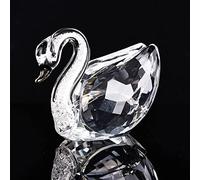 HUANSUN 6 Colors Cute Swan Crystal Figurines Glass Ornament Collection Diamond Swan Animal Paperweight Table Craft Home Decor Kids Gifts,Clear