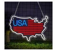 HUANTY Neon Sign Party Decoration American USA Map LED Neon Sign Acrylic Light USB For Home Bedroom Living Room Store Bar Club Wall Decor 27cmx40cm