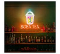 HUANTY Neon Sign Party Decoration Boba Tea Neon Sign Suitable For Bubble Tea Shop Wall Decor With Dimmable 50cmx52cm(B)